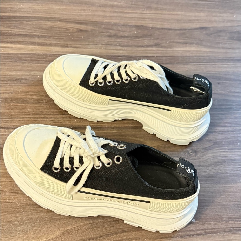 Alexander McQueen Black and Cream Platform Sneakers